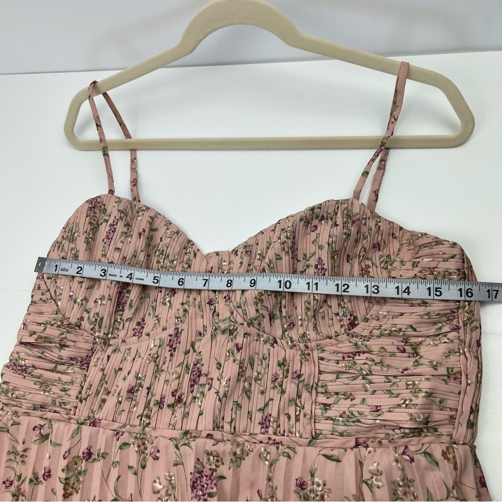 Lulus Pink Floral Bustier Corset‎ Pleated Tiered Chiffon Midi Dress XL *FLAWED - Picture 7 of 13